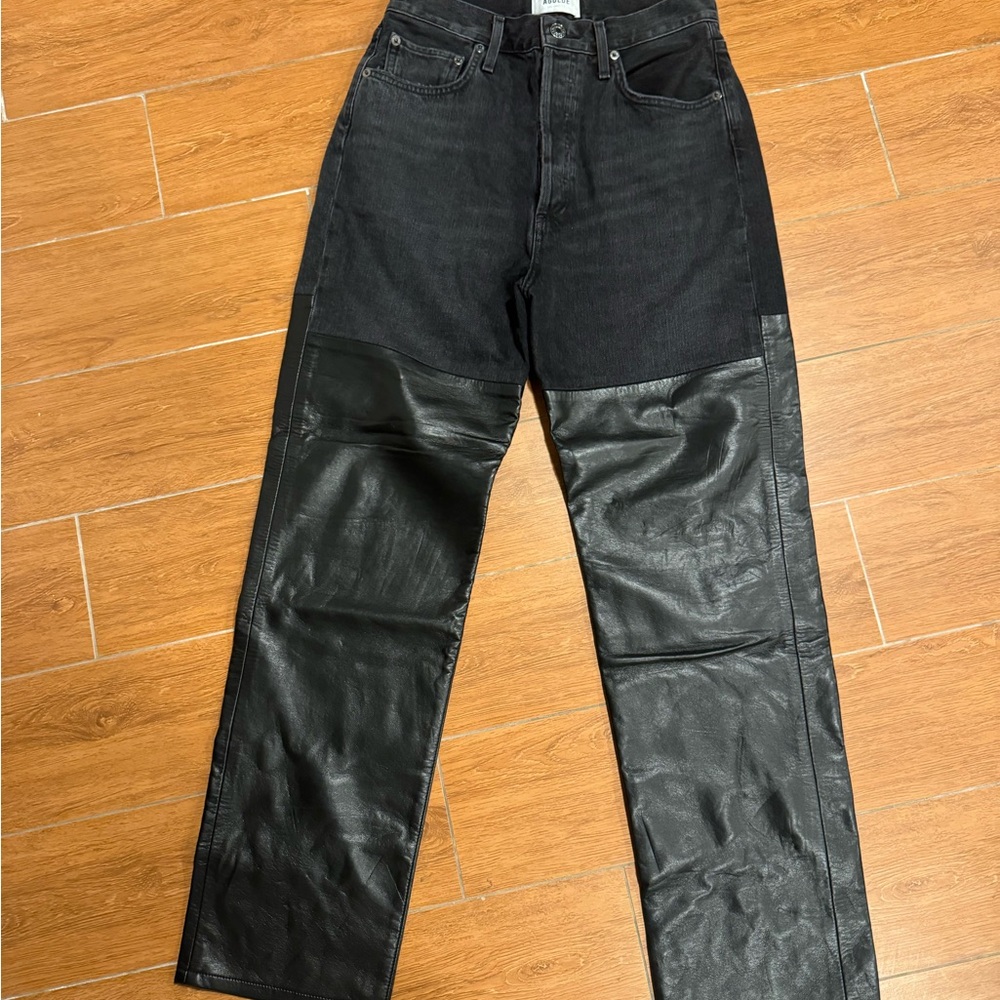 Agolde women Black Jeans with Leather Panels